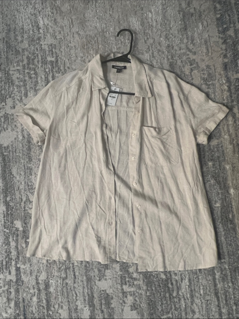 Express Cream Short-Sleeve Button-Down Shirt